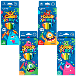 Карандаши 12цв трёхгранный корпус "Монстрики"