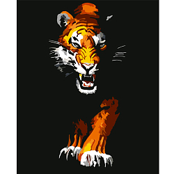 Рисование по номерам на чёрном холсте 40*50см  "Тигр"
