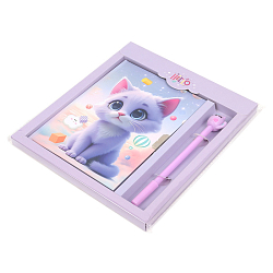 Блокнот 13,5*18 см 50л с замком "Милый котенок" с ручкой