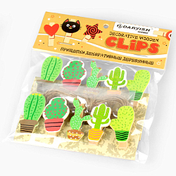 Прищепки декоративные деревянные  10шт/уп  "Кактус" (набор)