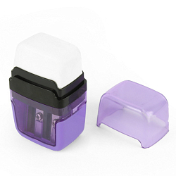 Точилка пласт. с ластиком на 2 отдел. с контейнером