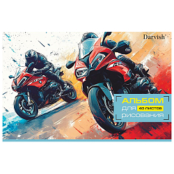 Альбом для рисования 40л на склейке "Мотопробег-2"  плотность 100гр/м2  РБ