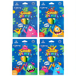 Карандаши 18цв трёхгранный корпус "Монстрики"