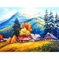 Алмазная живопись  30*40см  Деревня у подножья гор
