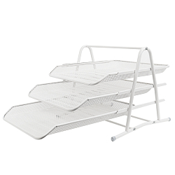 Лоток горизонтальный металлический 3 секции белый