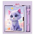 Блокнот 13,5*18 см 50л с замком "Милый котенок" с ручкой