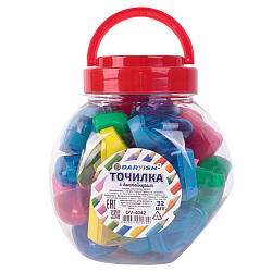Точилка пласт. "Darvish" ассорти с контейнером, в пластиковой банке