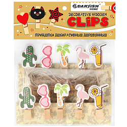 Прищепки декоративные деревянные  10шт/уп  "Майами" (набор)