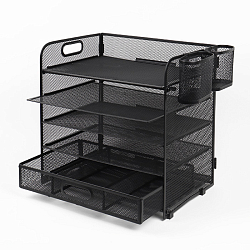 Лоток металлический 5 секций + выдвижная полка+2 навесных органайзера цвет чёрный