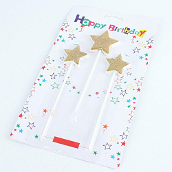 Свечи "Звездочки" 3шт. в наборе. Цвет - золото или серебро