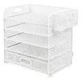 Лоток металлический 5 секций + выдвижная полка+2 навесных органайзера цвет белый
