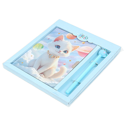 Блокнот 13,5*18 см 50л с замком "Кошечка" с ручкой