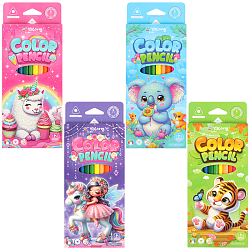 Карандаши 12цв трёхгранный корпус "Весёлые животные"