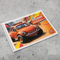 Альбом для рисования 24л + 6л раскраска "Красная машинка" на гребне