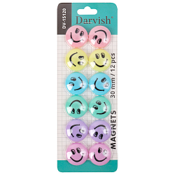 Магниты для доски d=3см "Смайлики" цветные 12шт/уп