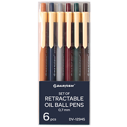 Набор ручек шар.  6шт/уп  автоматических  син. на масляной основе