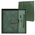 Набор подарочный (ежедневник недатир. с магнитной застежкой + ручка+стержень) цвет зелёный