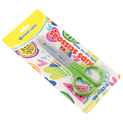 Ножницы 12см детские с европодвесом с пластик. колпачком салатовые