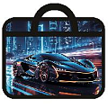 Папка детская с ручками А4 пласт. с рисунком на молнии (широкая) NIGHT CAR