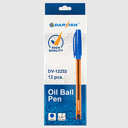 Ручка шар. синяя "Darvish" на масляной основе корпус прозрачный цветной