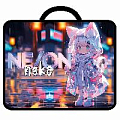 Папка детская с ручками А4 пласт. с рисунком на молнии NEKO