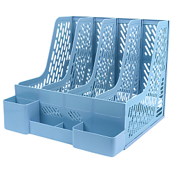 Лоток вертикальный 4 отделения голубой
