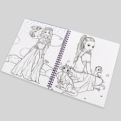 Раскраска на спирали "Принцессы с драконами"