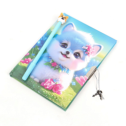 Блокнот 13,5*18 см 50л с замком "Собачка с цветами" с ручкой