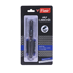 Ручка перьевая "Flair" CARBONIX INKY, пластик, синяя с 2мя капсулами XL в блистере