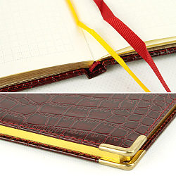 Книга для записей  А5 80л Grand croco (бордо) обложка искусств. кожа , золотой срез мет.уг