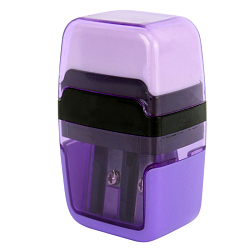 Точилка пласт. с ластиком на 2 отдел. с контейнером