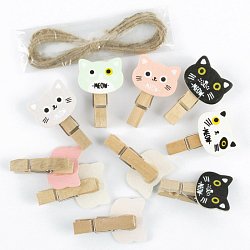 Прищепки декоративные деревянные  10шт/уп  "Котик" (набор)