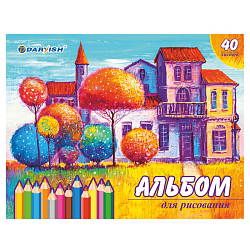 Альбом для рисования 40л на склейке для девочек "Darvish" плотность 100гр/м2  РБ