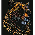 Рисование по номерам на чёрном холсте 40*50см  "Леопард в очках"