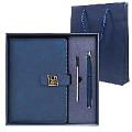 Набор подарочный (ежедневник недатир. с магнитной застежкой + ручка+стержень) цвет синий