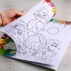 Раскраска-книжка по номерам 28*28см "Динозаврики"