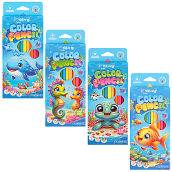 Карандаши 12цв трёхгранный корпус "Морской мир"