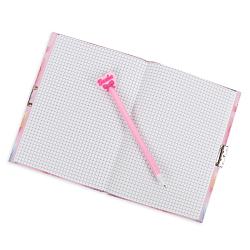 Блокнот 13,5*18 см 50л с замком "Цветы" с ручкой