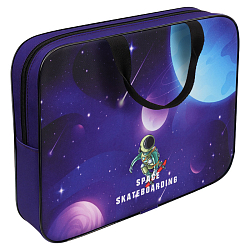 Папка детская с ручками ткань "Космический скейтбординг"