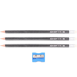 Карандаш ч/г с ластиком "Darvish" корпус черный шестигранный