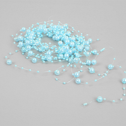 Праздничное украшение "Бусы на леске" голубые