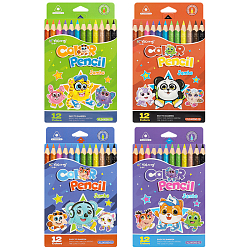 Карандаши 12цв трёхгранный корпус "Весёлые зверята"