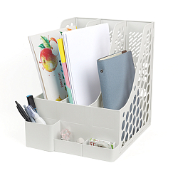 Лоток вертикальный 3 отделения с горизонтальными отсеками светло-серый