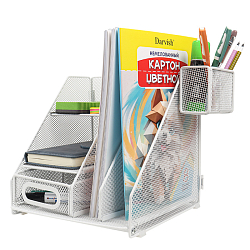 Лоток металлический 5 отделений + выдвижная полка+навесной органайзер цвет белый