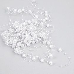 Праздничное украшение "Бусы на леске" белые