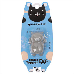 Насадка-ластик на карандаш "Котик" серый