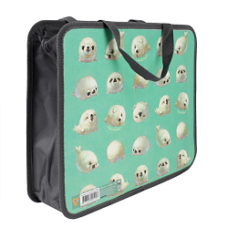 Папка детская с ручками А4 пласт. с рисунком на молнии Морские котики