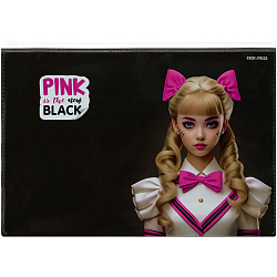Папка-конверт на молнии А4 180мкм,  Pink&Black