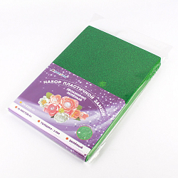 Набор пластичной замши с блёстками зелёная А4 10л (фоамиран)