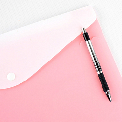 Папка-конверт на кнопке А4 Ice розовая с дополнительным карманом